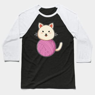 Cat with Wool yarn ball Baseball T-Shirt